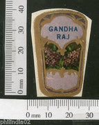 India 1950's Gandharaj Hair Oil French Print Vintage Perfume Label Multi-Co 3185