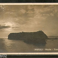 Italy 1930 Napoli Nisida Sunset Used View Post Card to India # 1454-71