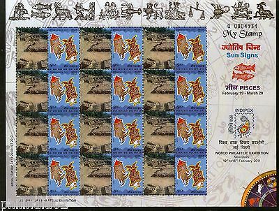 India 2011 My Stamp Sun Sign Pisces Ambaren Ancient Buddhist Site Sheetlet MNH