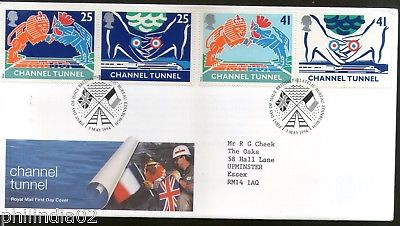 Great Britain 1994 Opening Channel Tunnel British Lion French Rooster 4v FDC #83