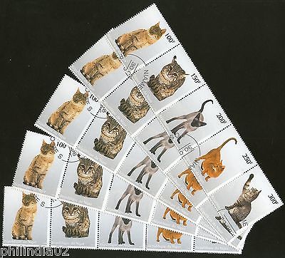 Niger 1998 Cats Domestic Animals Wild Life Fauna Setenant Cancelled x5 # 5060