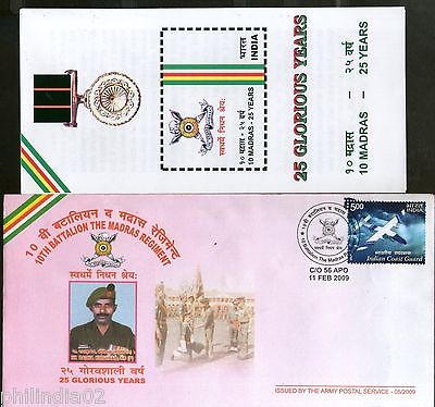 India 2009 Battalion the Madras Regiment Glorious Y Coat of Arms APO Cover 18098
