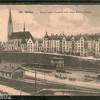 Switzerland 1908 St. Gallen Paradise Region & Kathol Church Used View Post Card