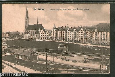 Switzerland 1908 St. Gallen Paradise Region & Kathol Church Used View Post Card