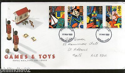 Great Britain 1989 Children's Games & Toys Art Dice Paintings 4v FDC # 6962B
