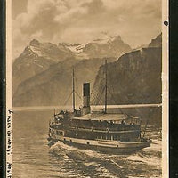 Switzerland 1934 Lake Lucerne Rotstock Steamer Used View Post Card to India 51