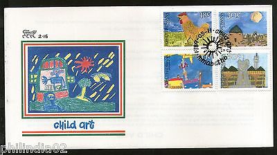 Bophuthatswana 1989 Children’s Art Painting Cock Hut Sc 224-27 FDC # 16440